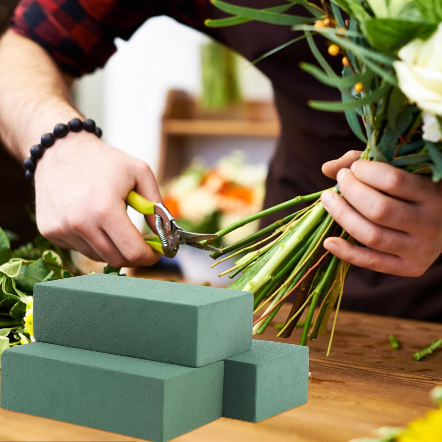 3 Pcs Floral Foam Bricks ,Mini Florist Flower Foam Green Blocks Supplies for Fresh and Artificial Flower Arrangements Crafts DIY