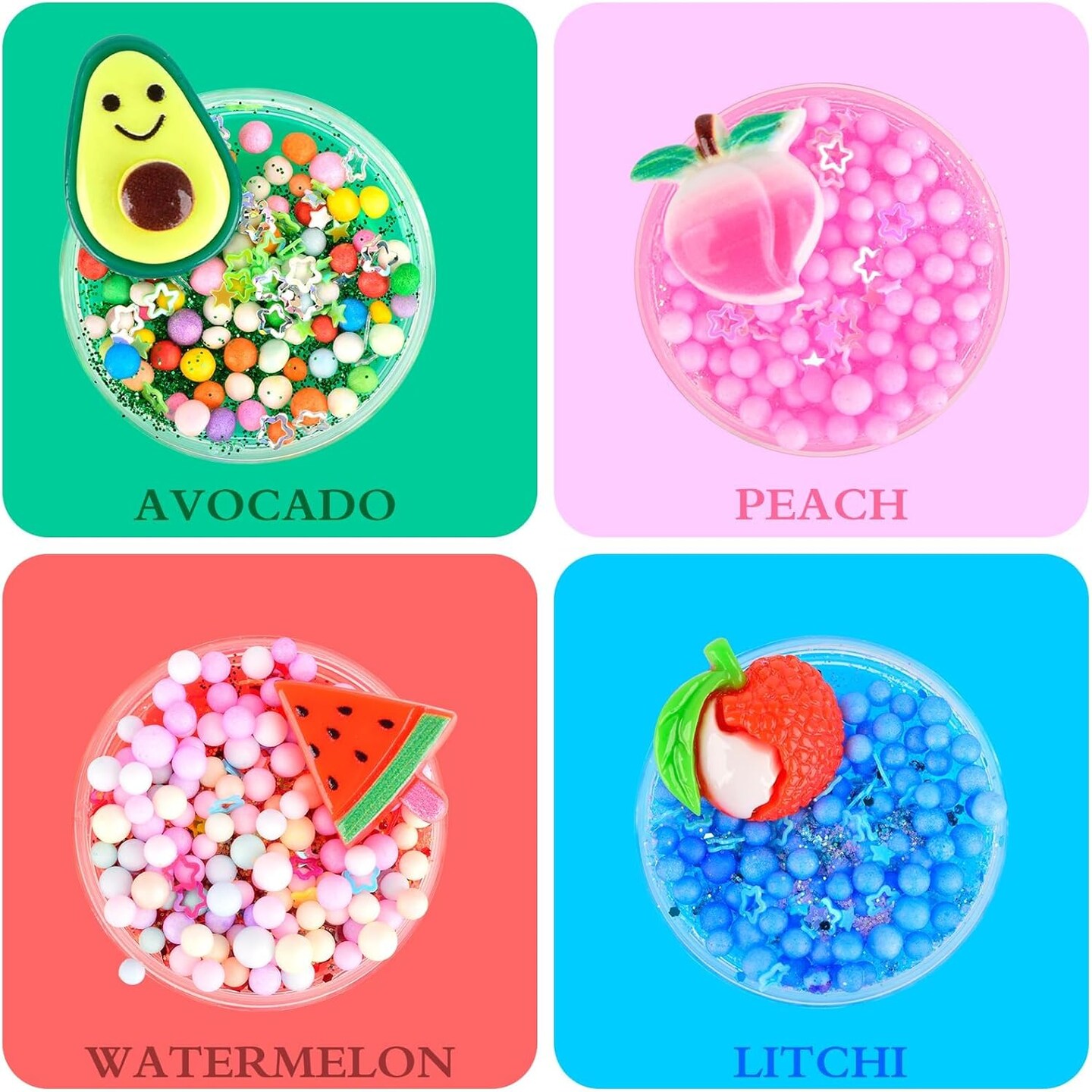 Fruit Slime Kit for Girls, Slime Gift for Ages 6+ Kids Fun Slime Making Kit Awesome Craft Toy Birthday Present Ideas, Christmas Party Favors, Peach Charms, Fruit Scented DIY Slime Supplies.