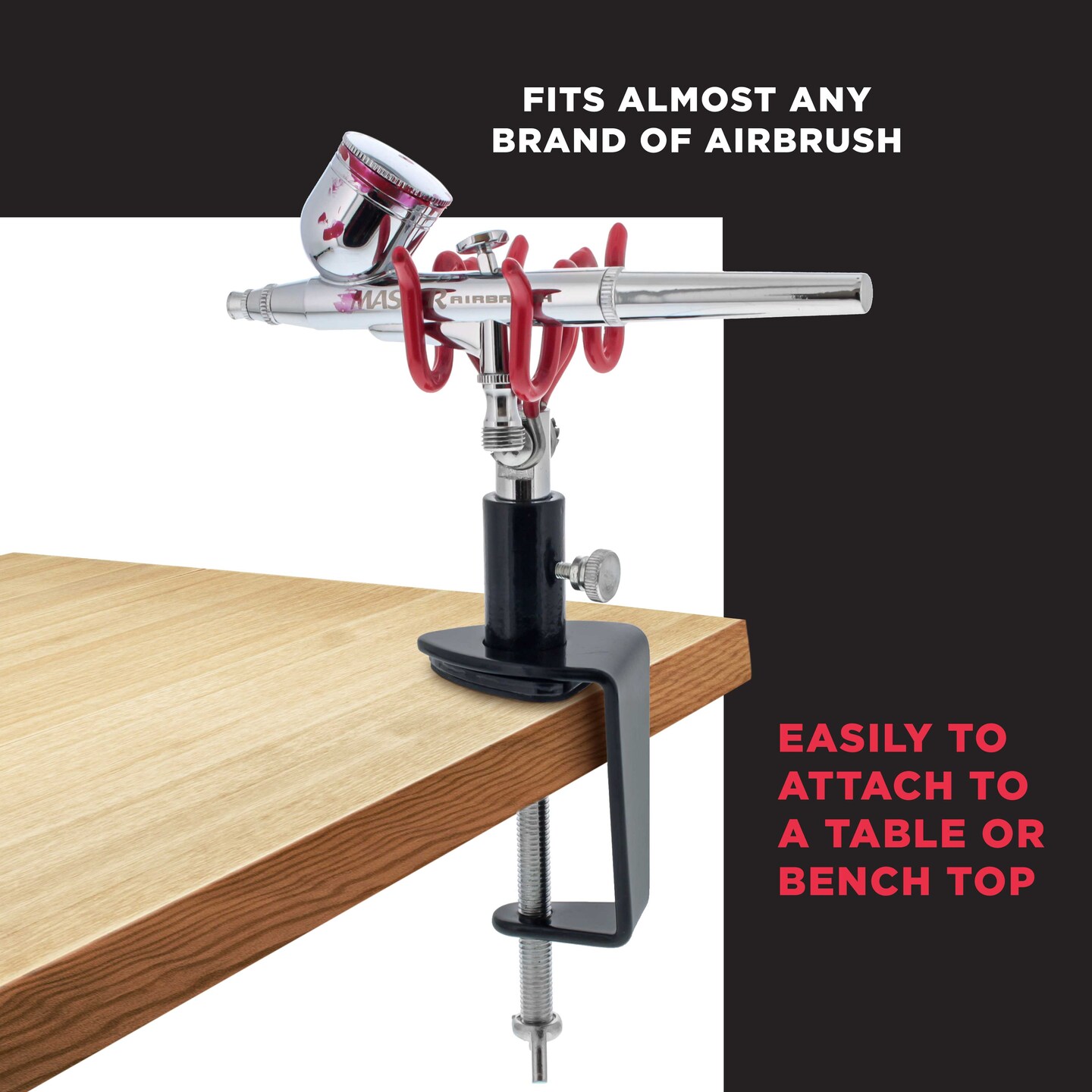 Clamp-On 2-Airbrush Holder Stand - Table/Bench Mount - Airbrush Accessories and Supplies for Garage or Workspace