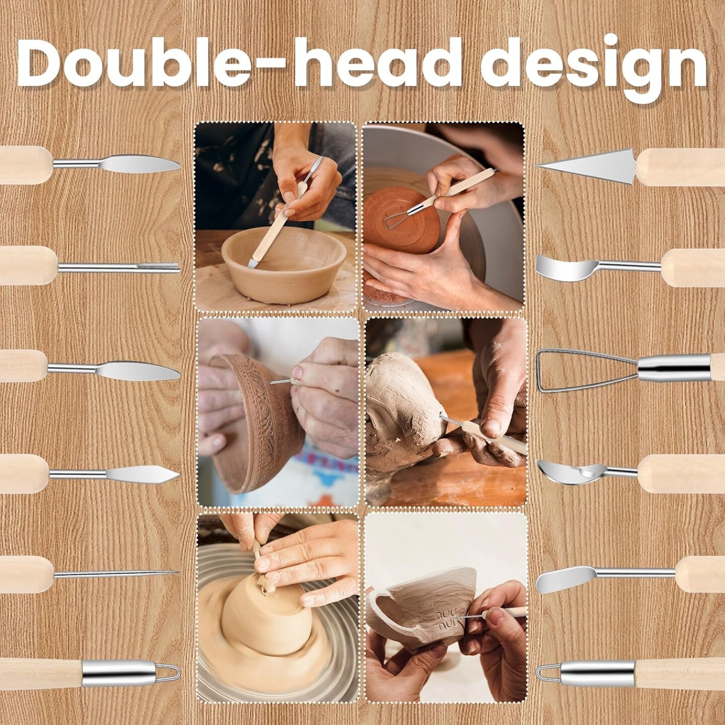 6 PCS Clay Sculpting Tools, Clay Carving Tools Double-Sided Stainless Steel Clays Modeling Tool