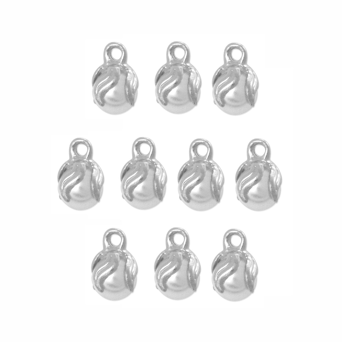 Bell Cap Jewelry Finding - 10mm Silver Color (10-Pcs)