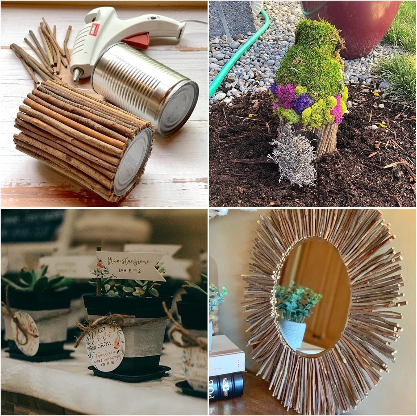 300PCS 4 inch Wood Log Sticks for Crafts - Natural Twigs Sticks- Birch Wood Craft Sticks for DIY Rustic Home Decor School Projects Crafting Filler, 0.08-0.15 Inch in Diameter