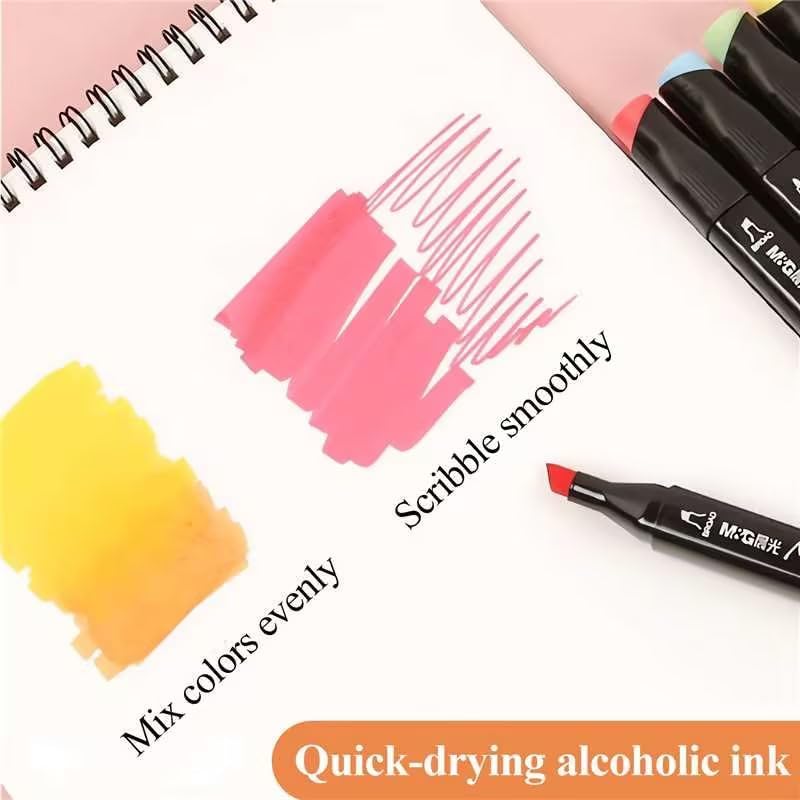 24 Colors Alcohol Based Markers, Dual Tip Permanent Art Markers Set, Sketch Markers for Adult Kid Coloring Book, Illustration Painting Card Making