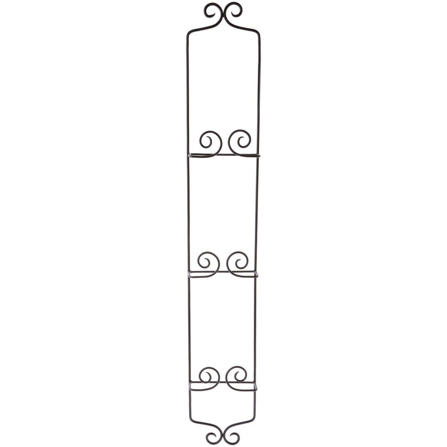 Bard&#x27;s Black Wrought Iron Wall Mountable Vertical Hanger for 3 Plates, 39&#x22; H x 6&#x22; W x 2&#x22; D (For 8.5&#x22;-10&#x22; Plates)