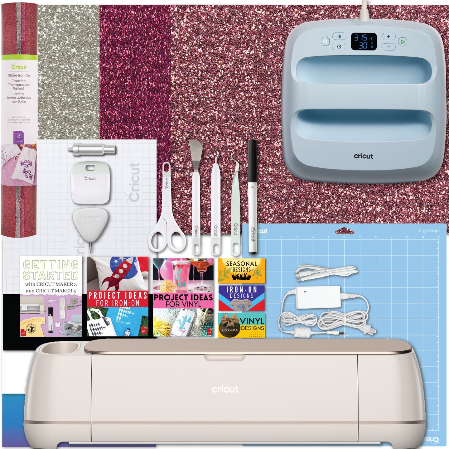 Cricut Maker 4 Cutting Machine with Easy Press 3 and Iron-On Roll Combo Bundle