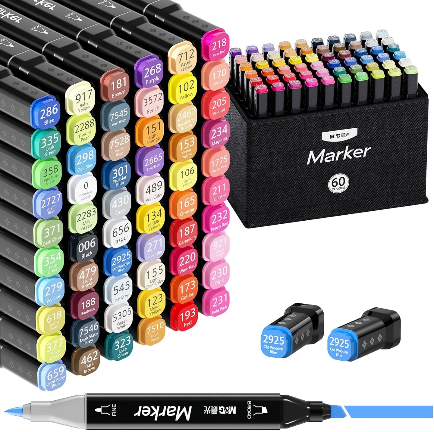 60-Color Dual-Tip Alcohol Marker Set – Art Markers for Sketching, Coloring & Holiday Gifts