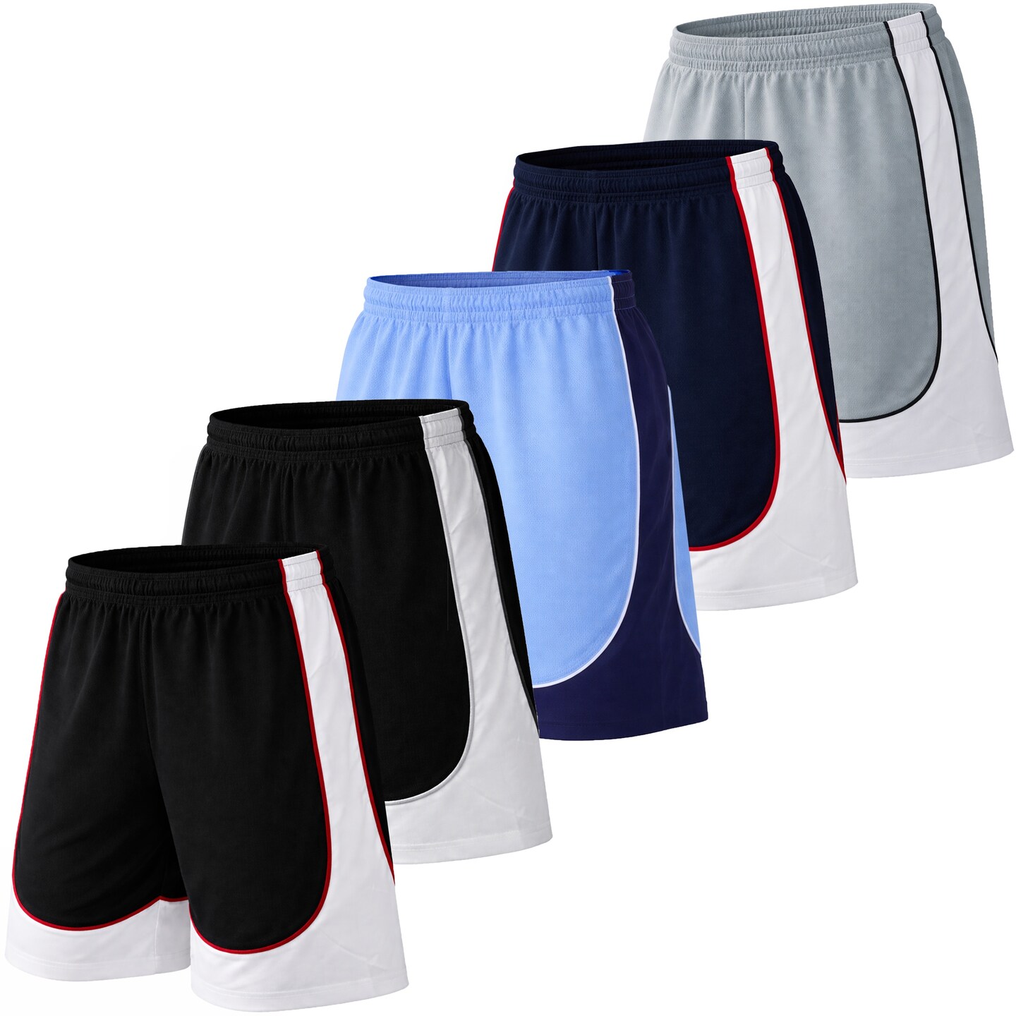 Men's 5-Pack Lightweight Breathable Moisture Wicking Mesh Shorts