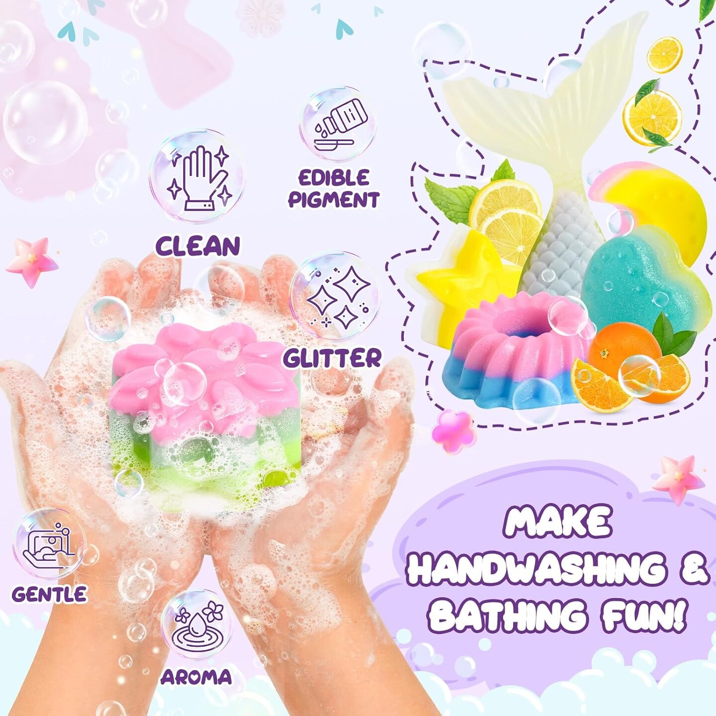 Soap Making Kit for Kids, Make Your Own Soap Kit Soap Making Kit Science Kits for Kids Age 8-12, 9 Soap Mold, Soap Base, Soap Scents Activities Girls Crafts Ages 6-8 4-8 Christmas Gifts for Kids 6 x 4 x 3 inches