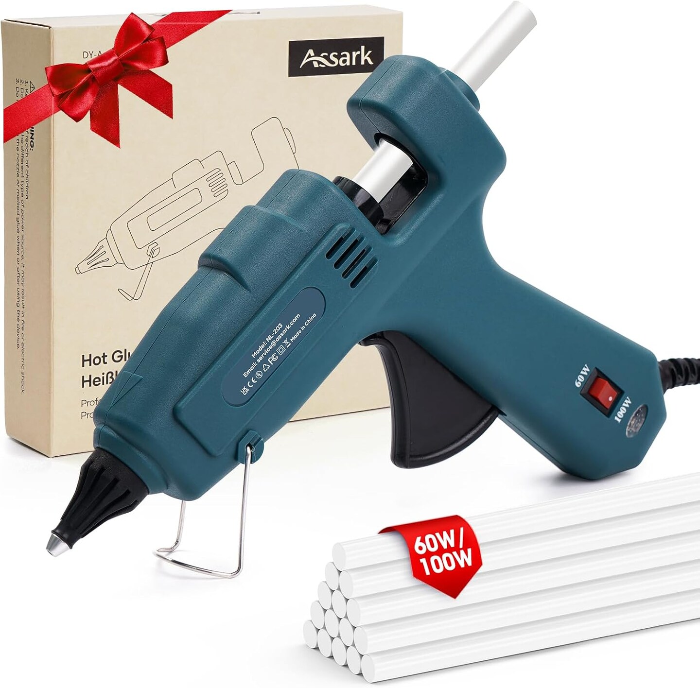 Fireproof Hot Glue Gun, 60/100W Dual Power Full Size Glue Gun with 15pcs Big Glue Sticks (7/16&#x22;), Fast Preheating Hot Glue Gun Kit for Crafting, Arts, DIY and Quick Home Repairs