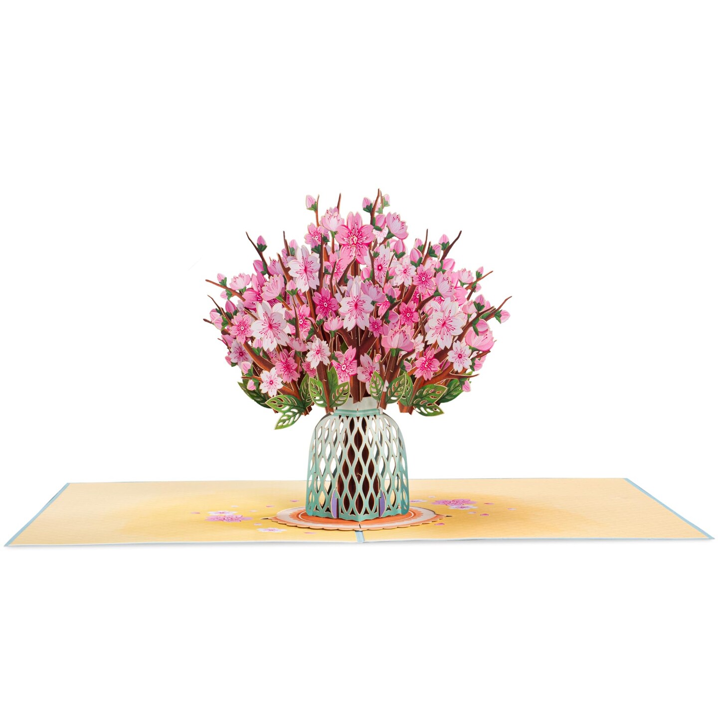 Paper Love 3D Cherry Blossom Flower Bouquet Pop Up Card, with Forever Flowers Keepsake, Gift For Birthday, All Occasion or Just Because - Oversized 10&#x22; x 7&#x22; Cards - Includes Envelope And Note