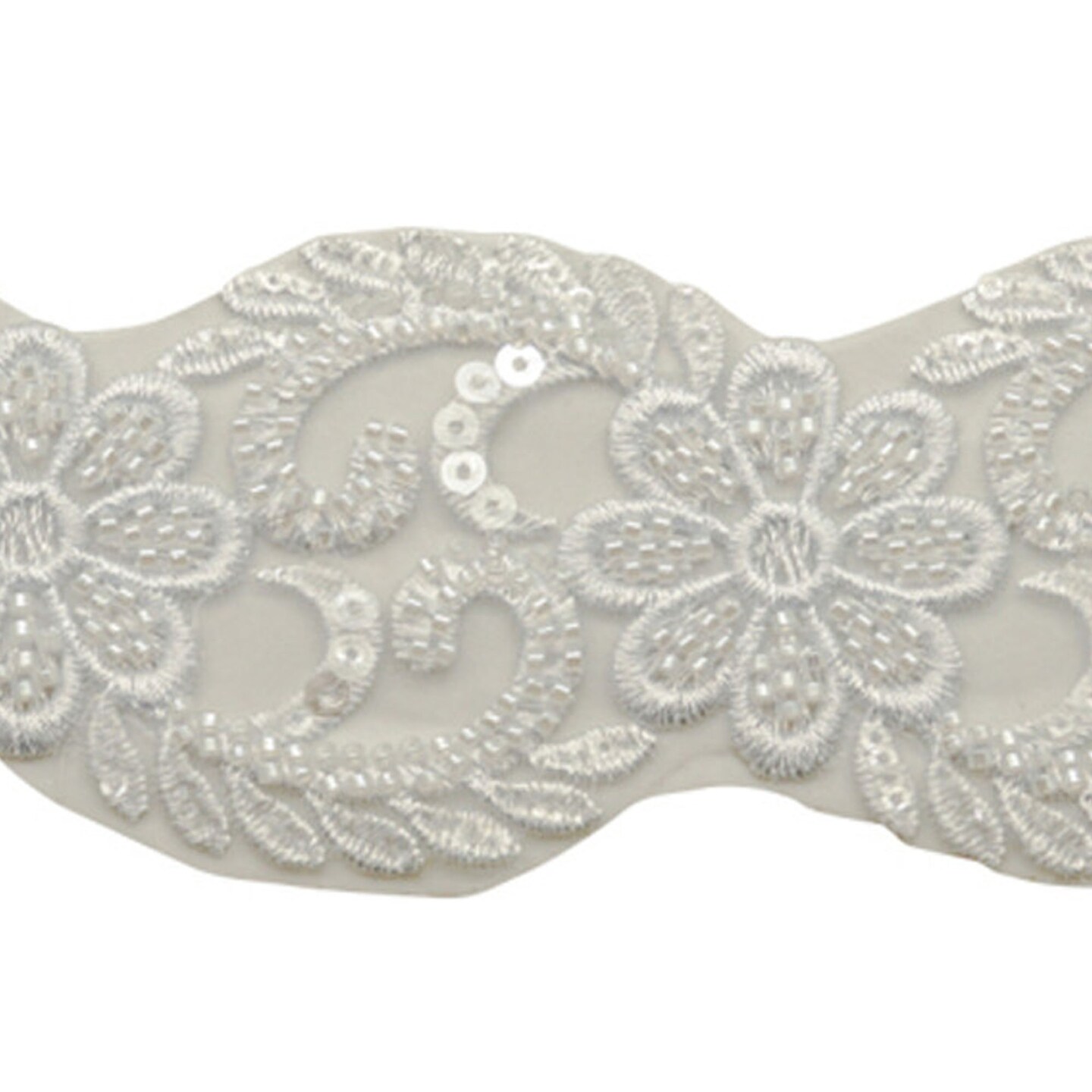 2 3/4&#x22;x 10 yards White Beaded Sequin Trim