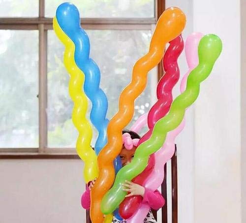 Boopati Latex Spiral Balloon 40 Inches,Mixed Color 100 pcs for Children's Birthday Decoration