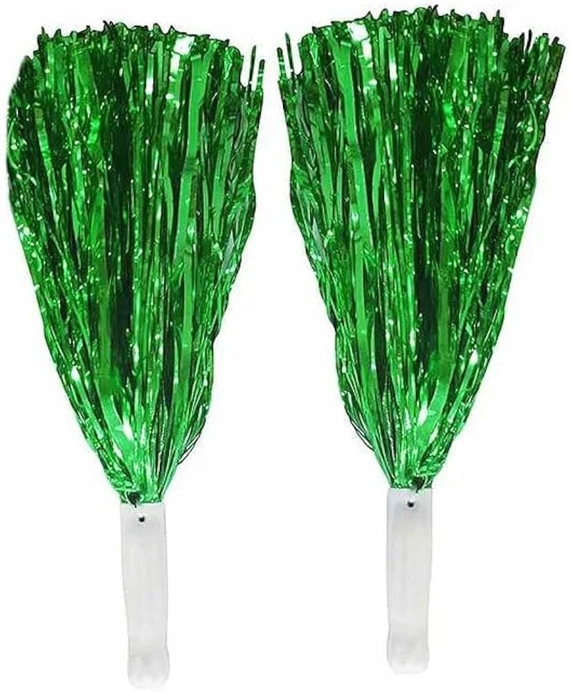 Green Metallic Pom Poms