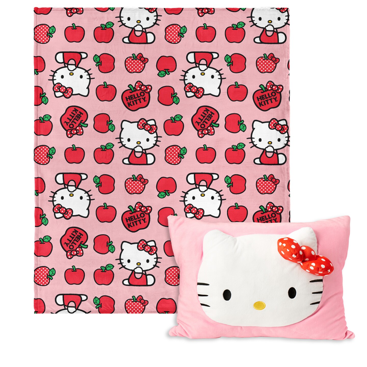 Sanrio Hello Kitty Forever Sweet Silk Touch Throw Blanket 50X60 inches with Plush Pocket Pillow 14X20 inches