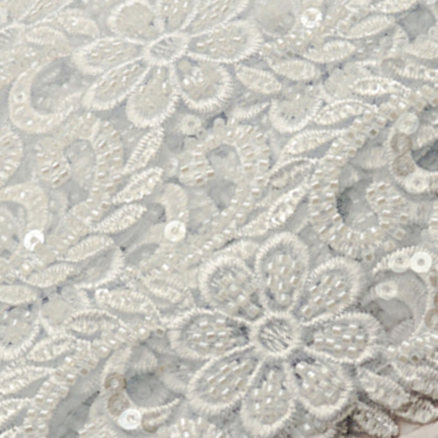 2 3/4&#x22;x 10 yards White Beaded Sequin Trim