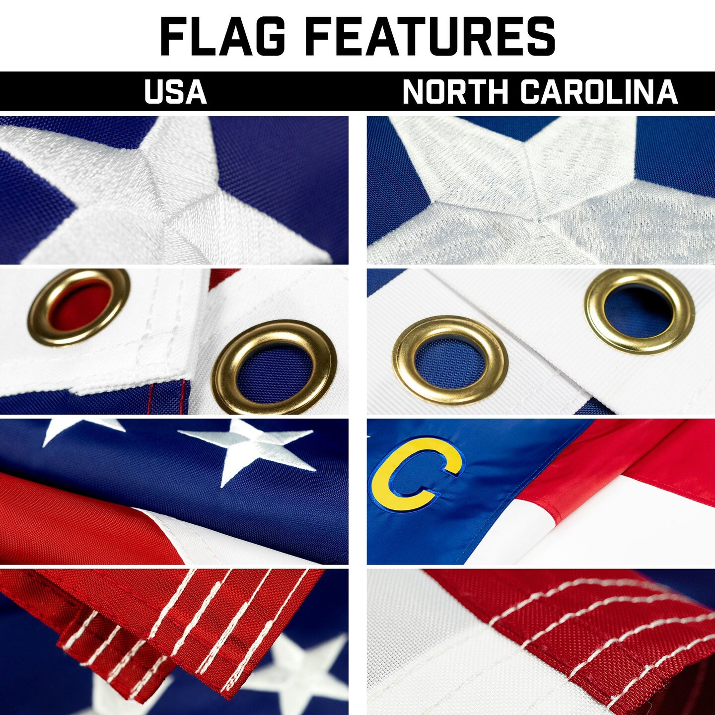G128 Combo Pack: 25 Ft Telescoping Aluminum Flagpole (Silver) & American and North Carolina Flags 3x5 Ft, Both ToughWeave Series Embroidered Polyester | Pole with Flags Included
