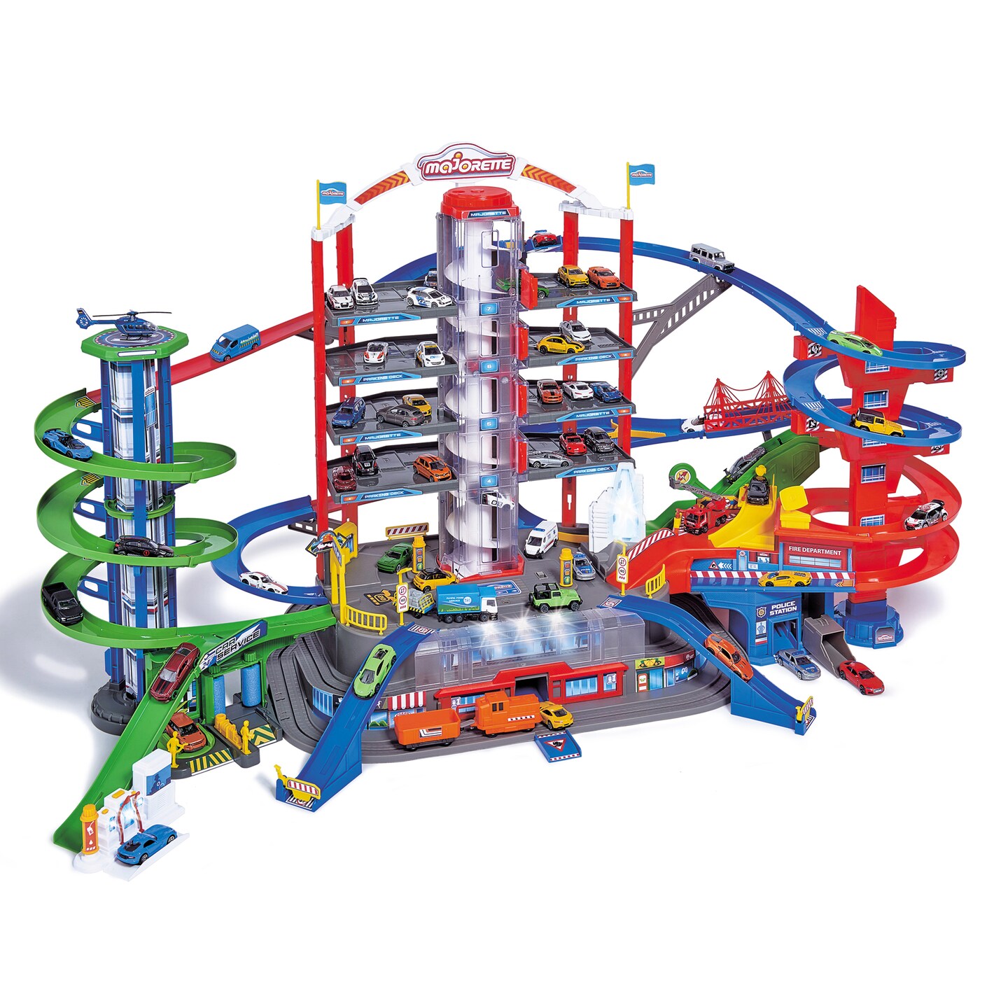 Dickie Toys - Majorette Super City Garage Playset With 6 Die-Cast Cars