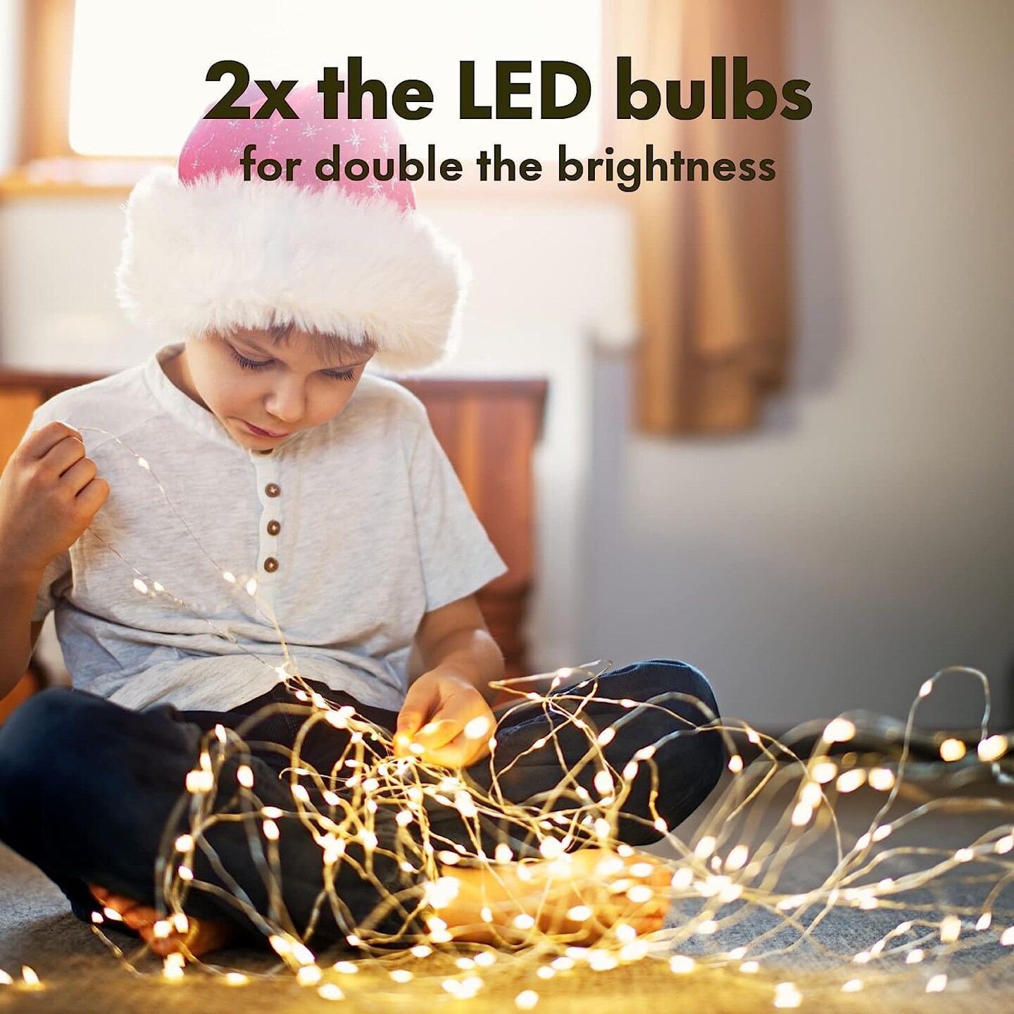 Twinkle Star 33FT 100 LED Silver Wire String Lights Fairy String Lights Battery Operated LED String Lights for Christmas Wedding Party Home Holiday Decoration, Warm White 2 Pack