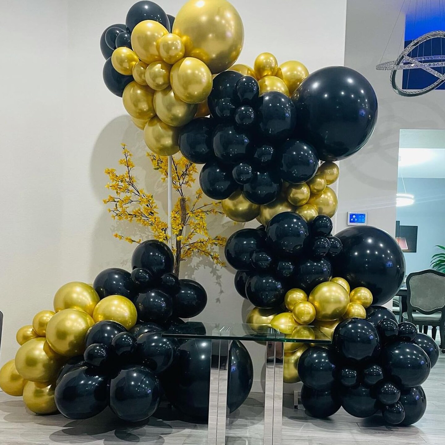 YMSZ Black and Gold Balloons, 67pcs 12 Inch Metallic Gold and Black Balloons for Birthday, Retirement, Graduation, New Year's Eve Party Decorations