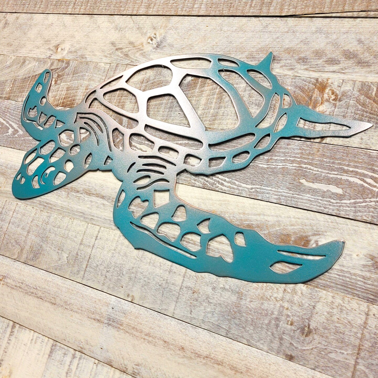 Swimming Sea Turtle Metal Wall Art | Modern Coastal Decor