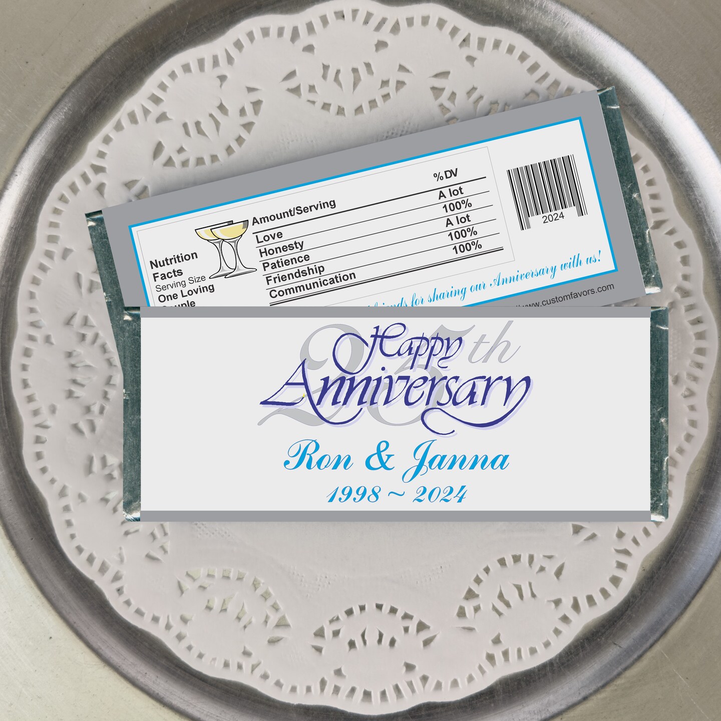 Personalized 25th Anniversary Candy Bar Wrappers - Custom Party Favors ...