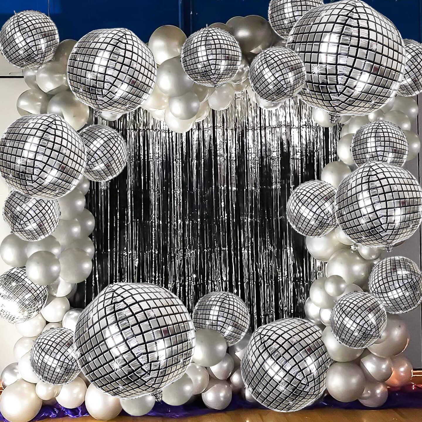 20Pcs Disco Ball Balloons Different Sizes- 4D Large Disco Balloons 32&#x201D; 22&#x201D; 10 Inch Assorted Round Metallic Silver Disco Mylar Balloons for 70s 80s Disco Themed Birthday New Year&#x27;s Party Decor Supplies