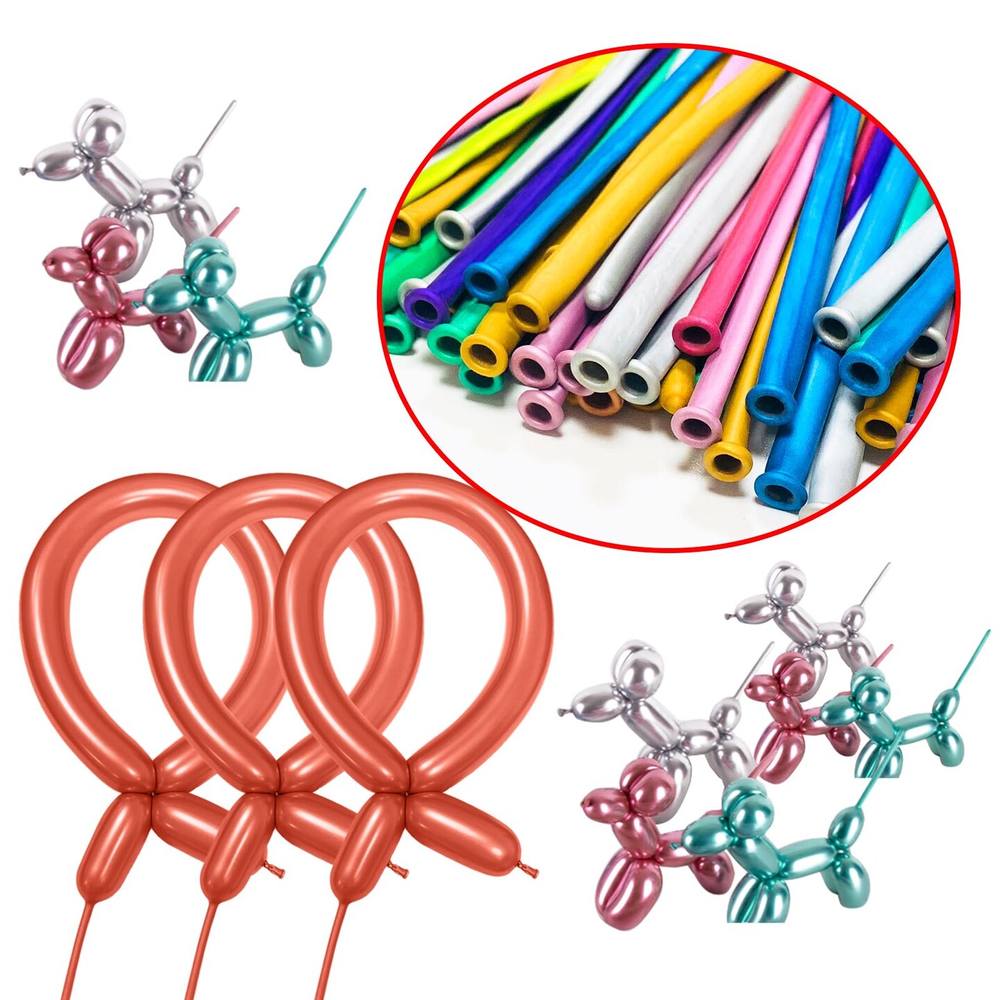 Rose Gold 260 long balloons 100 Pack Metallic Rose Gold Twisting Animal Balloons Modeling Long Magic Balloons for DIY Animal Model Wedding Birthday Festival Party Decorations(Metallic Rose Gold)