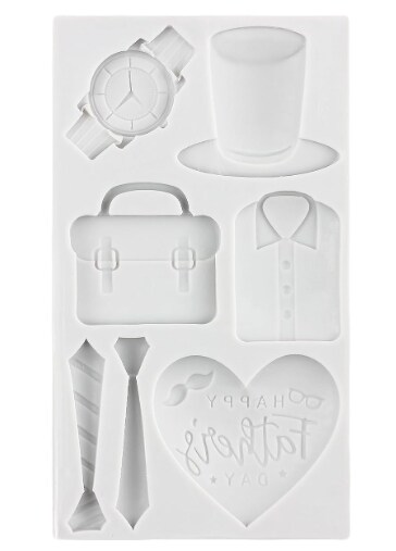 Father&#x27;s Day Fondant Molds Mustache Tie Watch T-Shirt