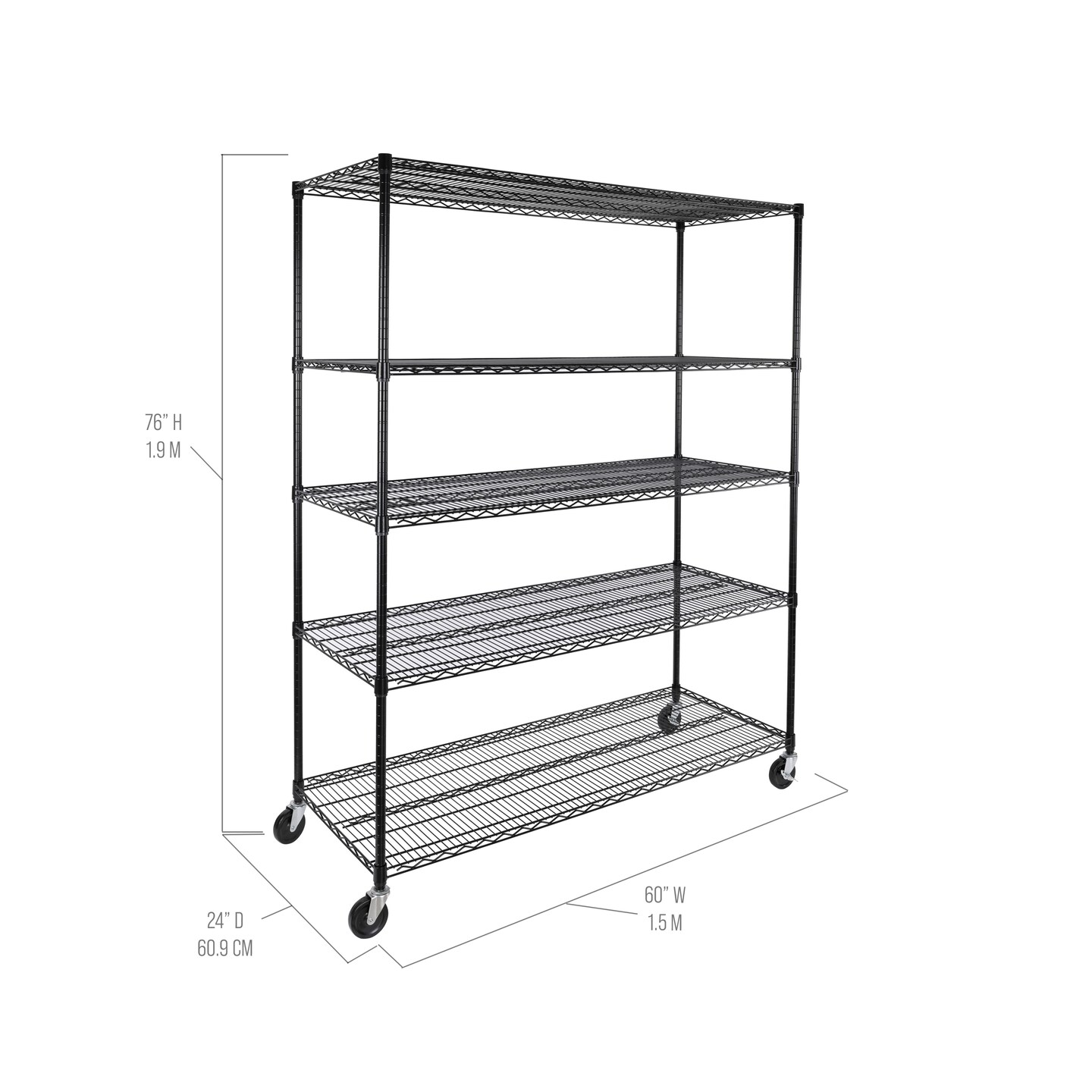Seville Classics UltraDurable 5-Tier NSF Steel Shelving, 60" W x 24" D x 76" H