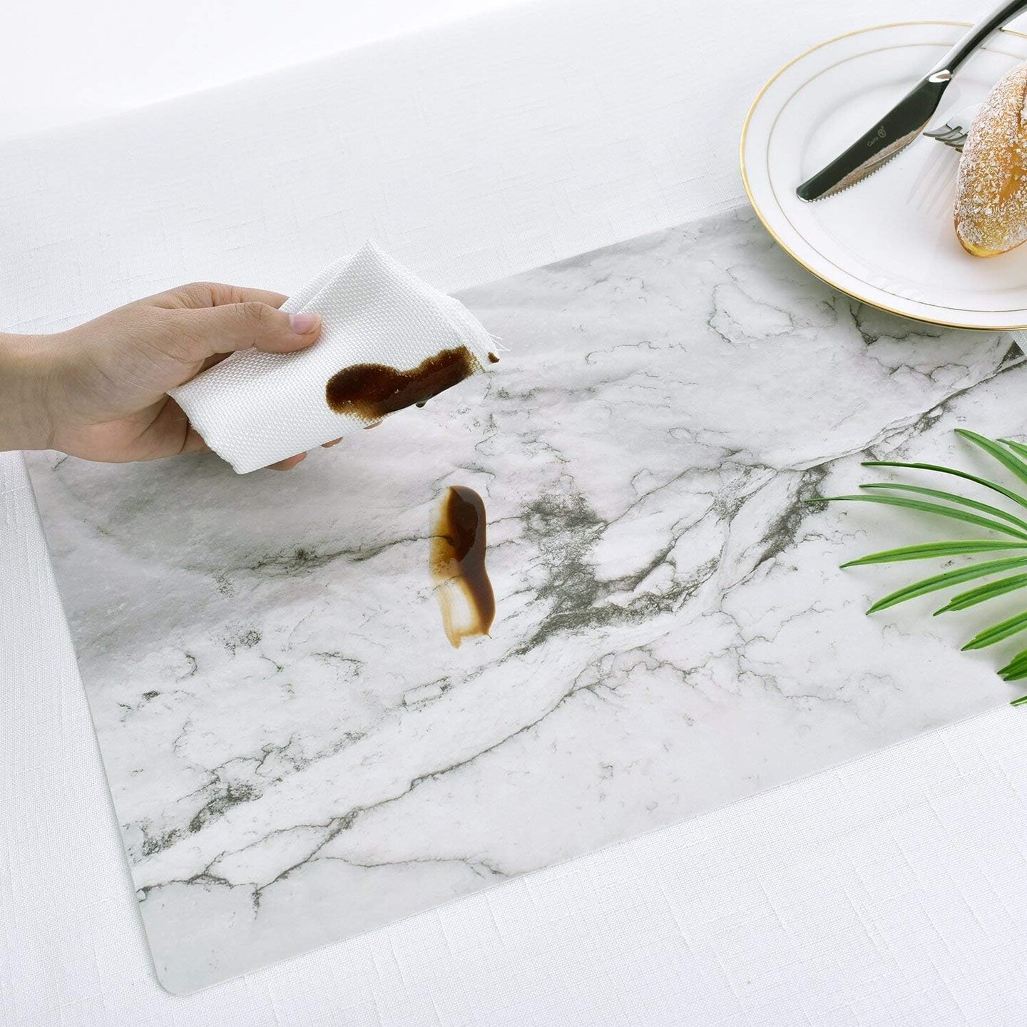 Marble Placemats Washable for Dining Table Set of 6 Thin Environmental Table Mats Wipeable Easy Clean