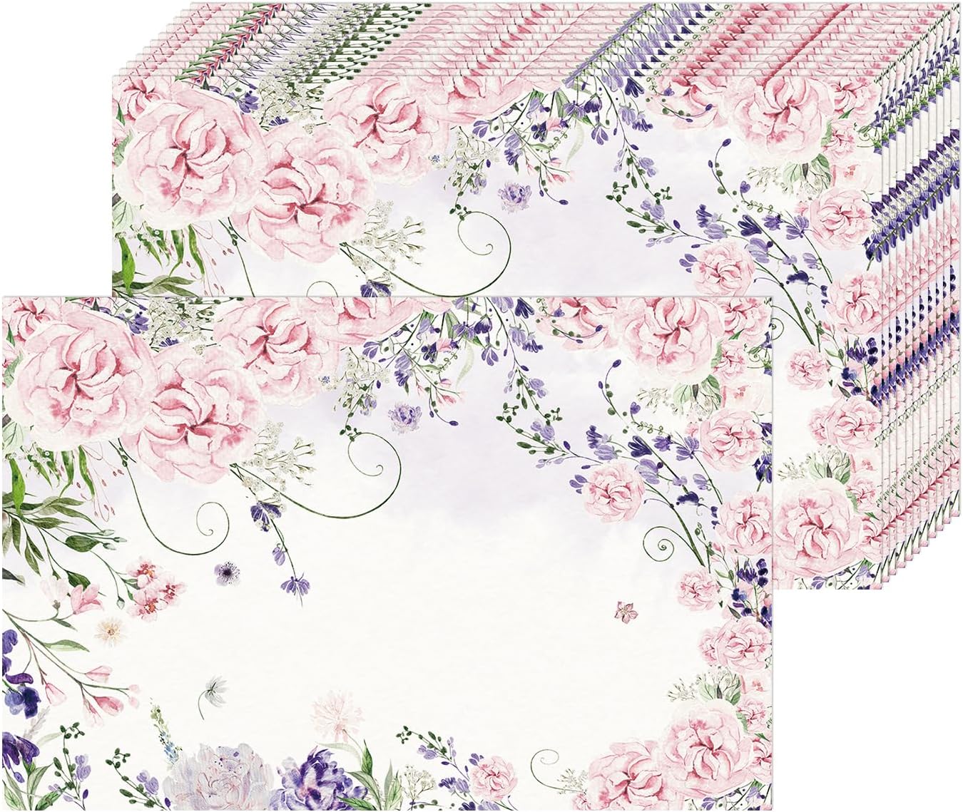 Paper Placemats Disposable 50 Pack Watercolor Flower Disposable Placemats 16x 11 Inch Spring Paper Table Mats for Home Kitchen Dining Table Decoration Wedding Party Supplies
