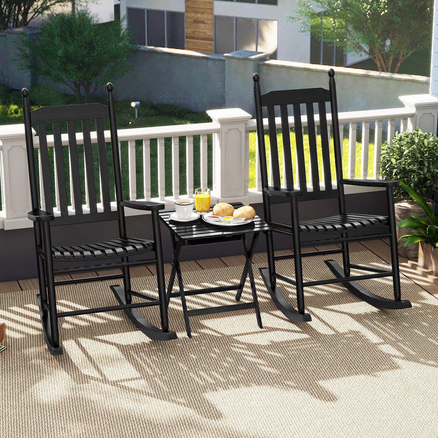 Acacia Wood Rocking Chair with Ergonomic Seat &#x26; Gentle Rocking Motion