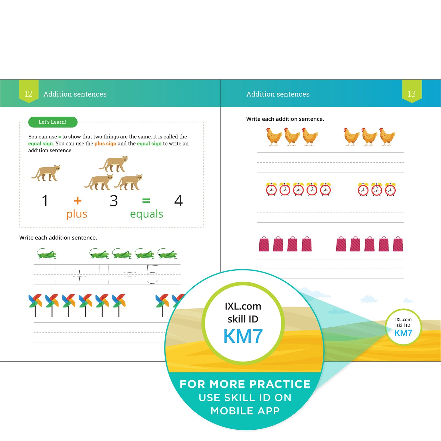 IXL Addition Kindergarten Workbooks, Math Book for Kids Ages 5-6 With Adding Activities Covering Counting Skills, Basic Mathematics Facts, and How to Add Numbers up to 10