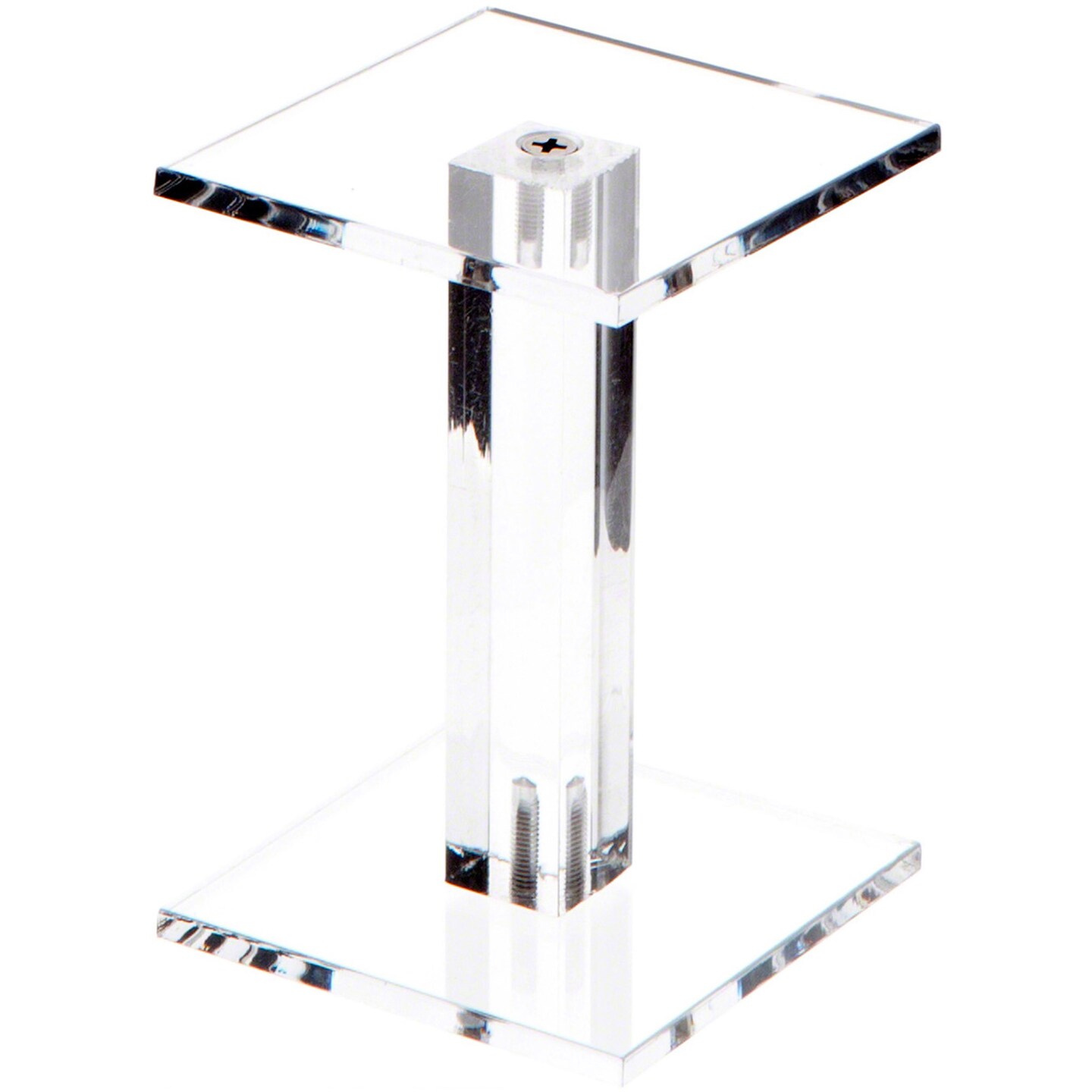 Plymor Clear Acrylic Square Barbell Pedestal Display Riser 4.375 inches (Height) x 3 inches (Width) x 3 inches (Depth) (3/16 inches thick)