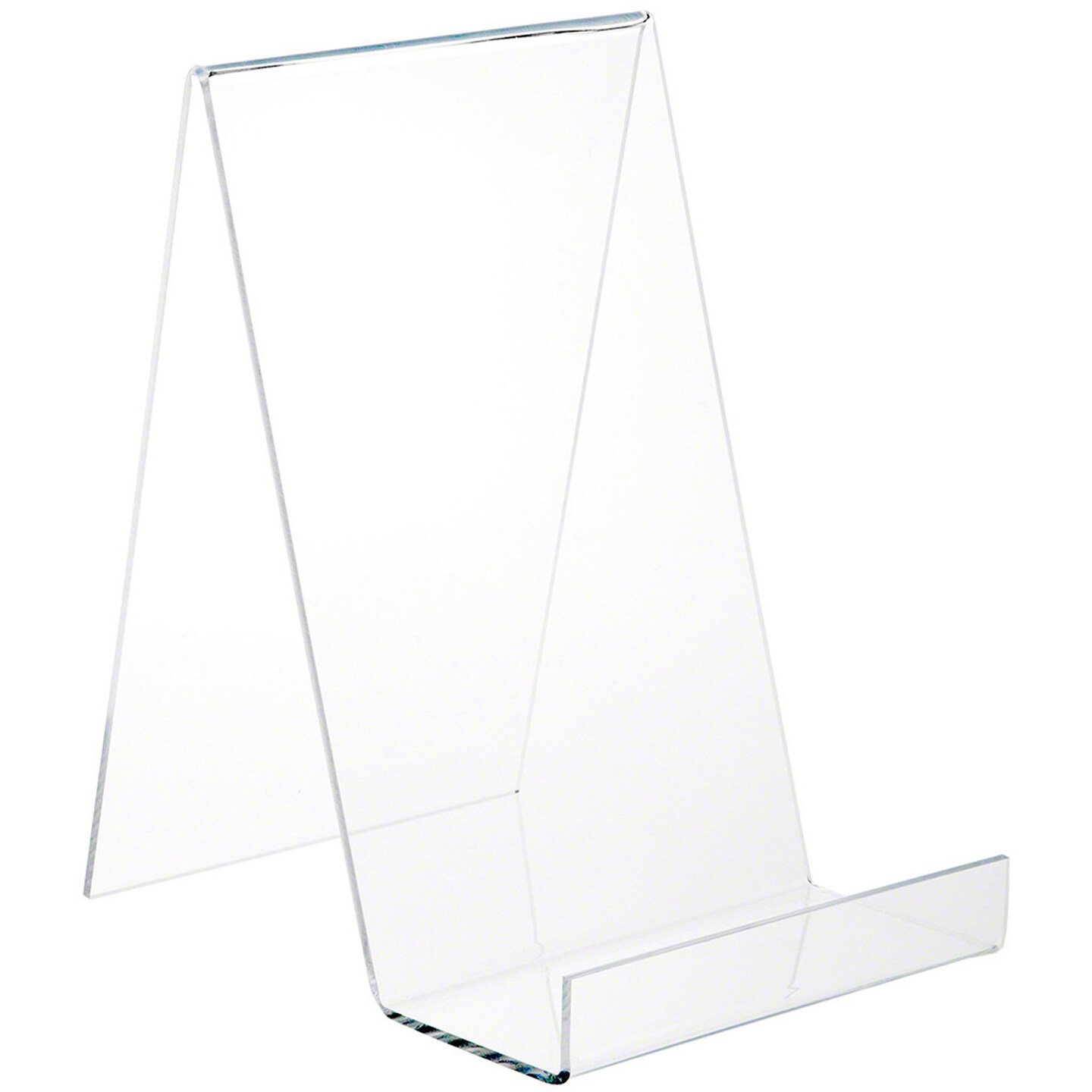 Plymor Clear Acrylic Flat Back Display Easel With 3.5" Box Ledge, 12.5" H x 8" W x 9" D