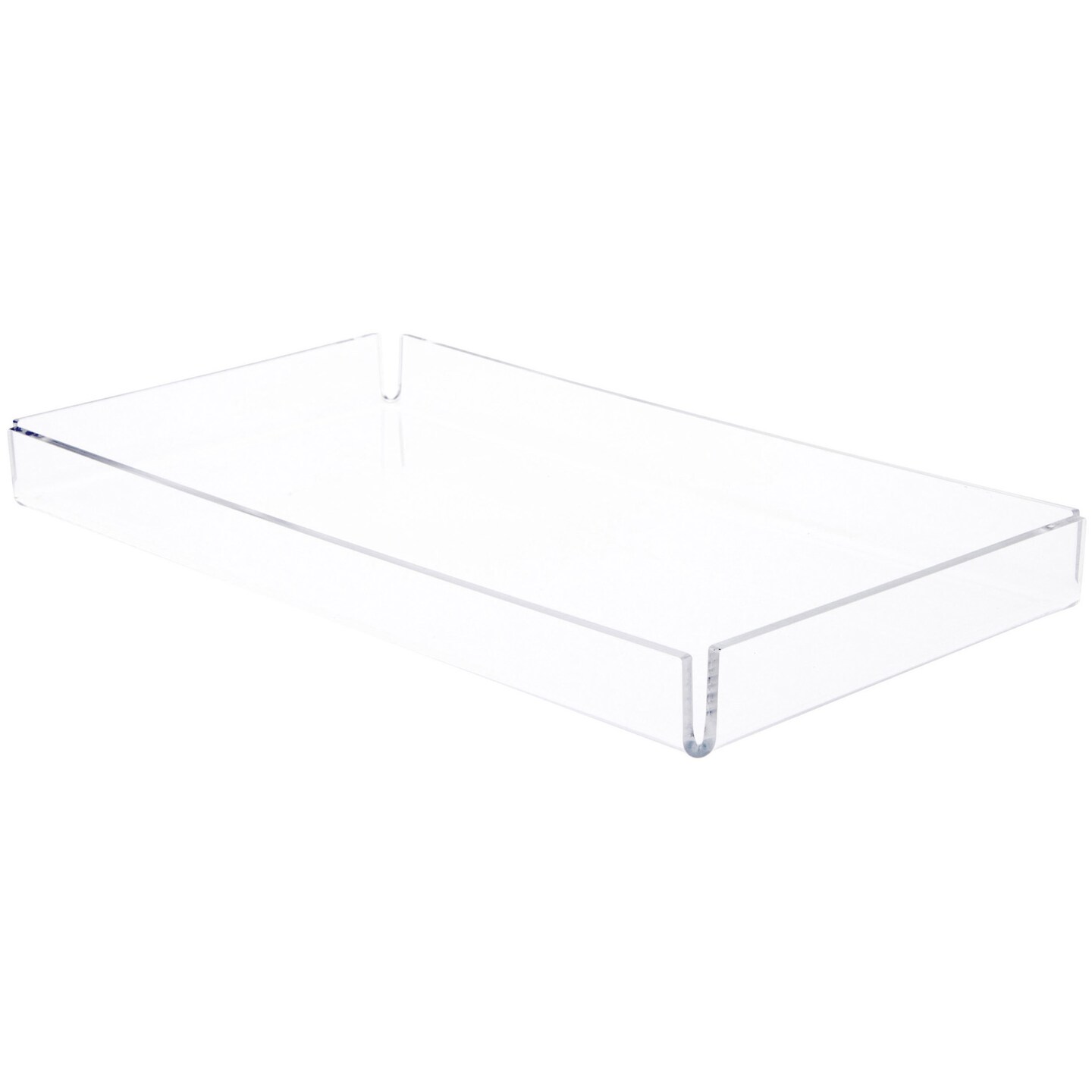 Plymor Clear Acrylic Open Corner Merchandise Display Tray, 8.25" W x 15.25" D x 1.25" H