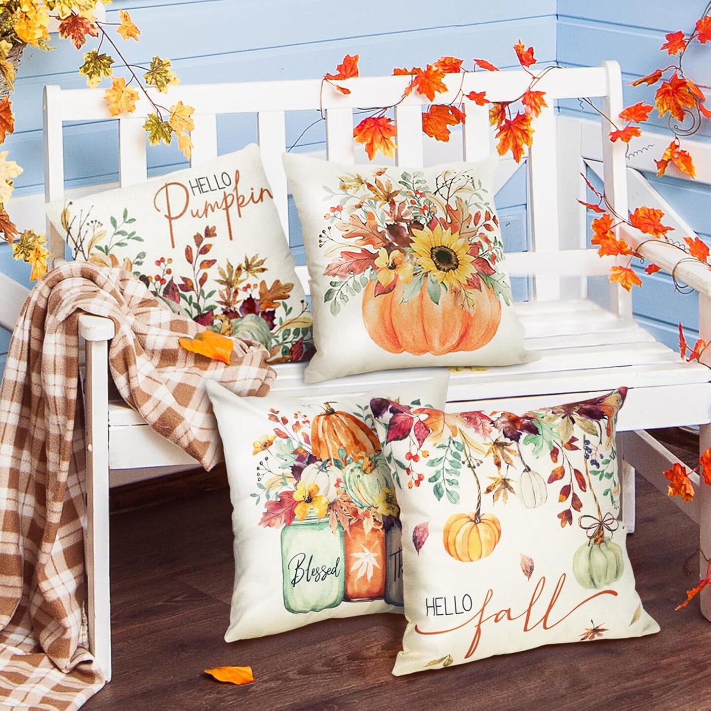Hello Fall Pumpkin Pillows Decorative