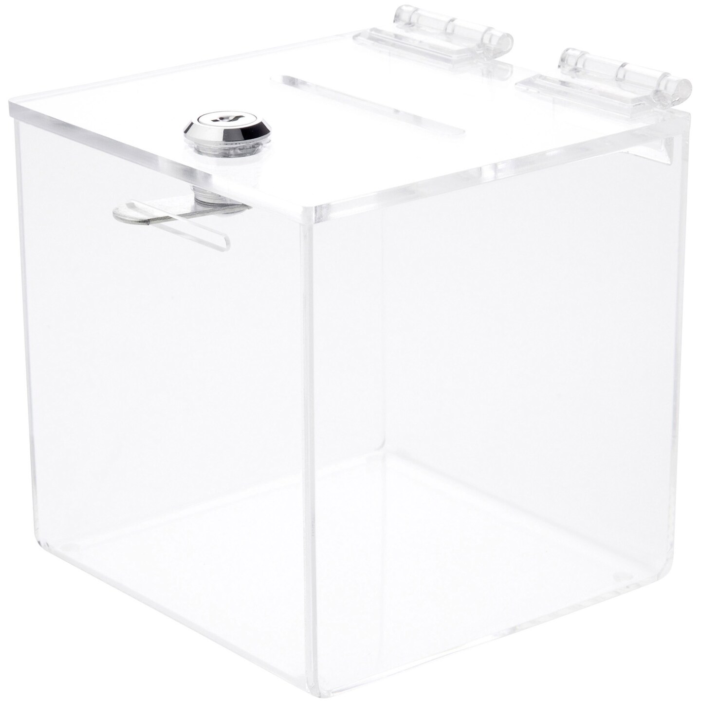 Plymor Clear Acrylic Locking Ballot / Collection / Donation Box, 5" W x 5" D x 5.25" H