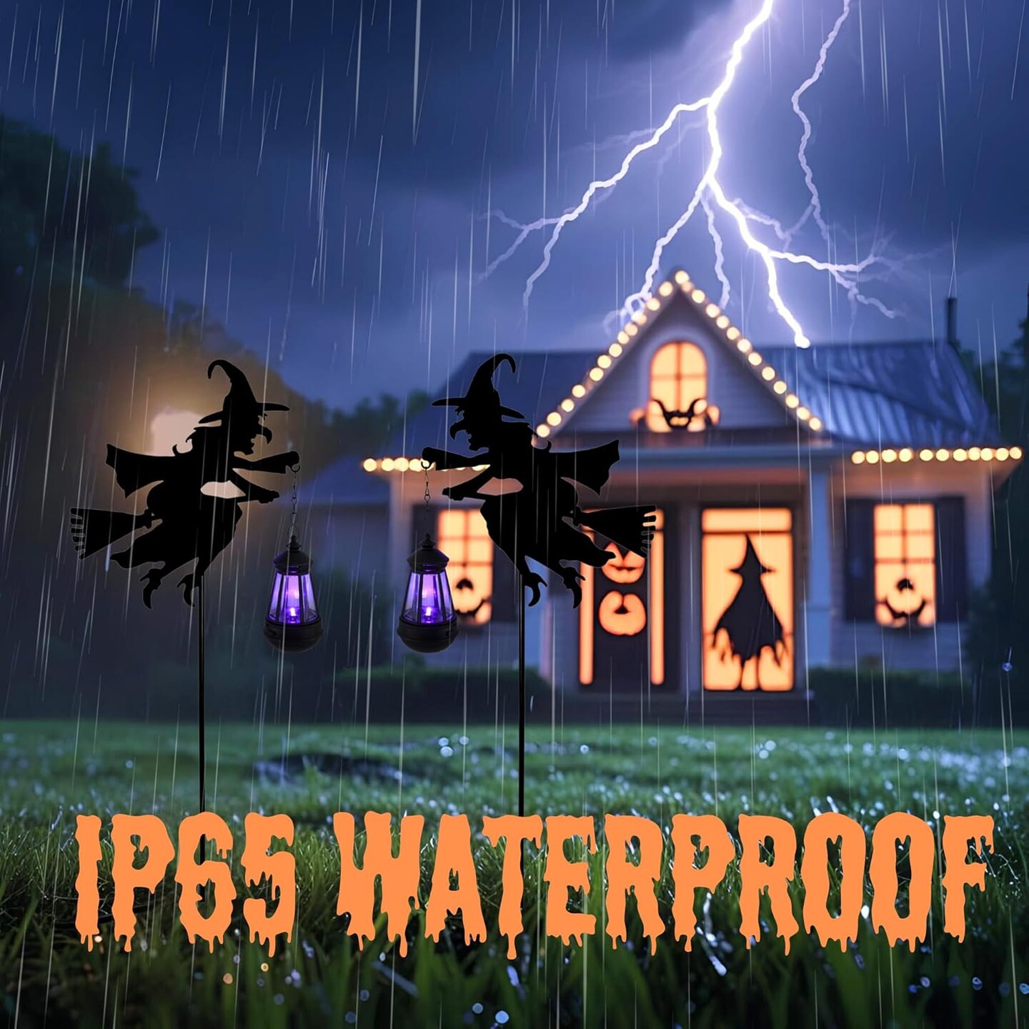 Halloween Decorations Outdoor Witch Solar Lanterns 2 Pack