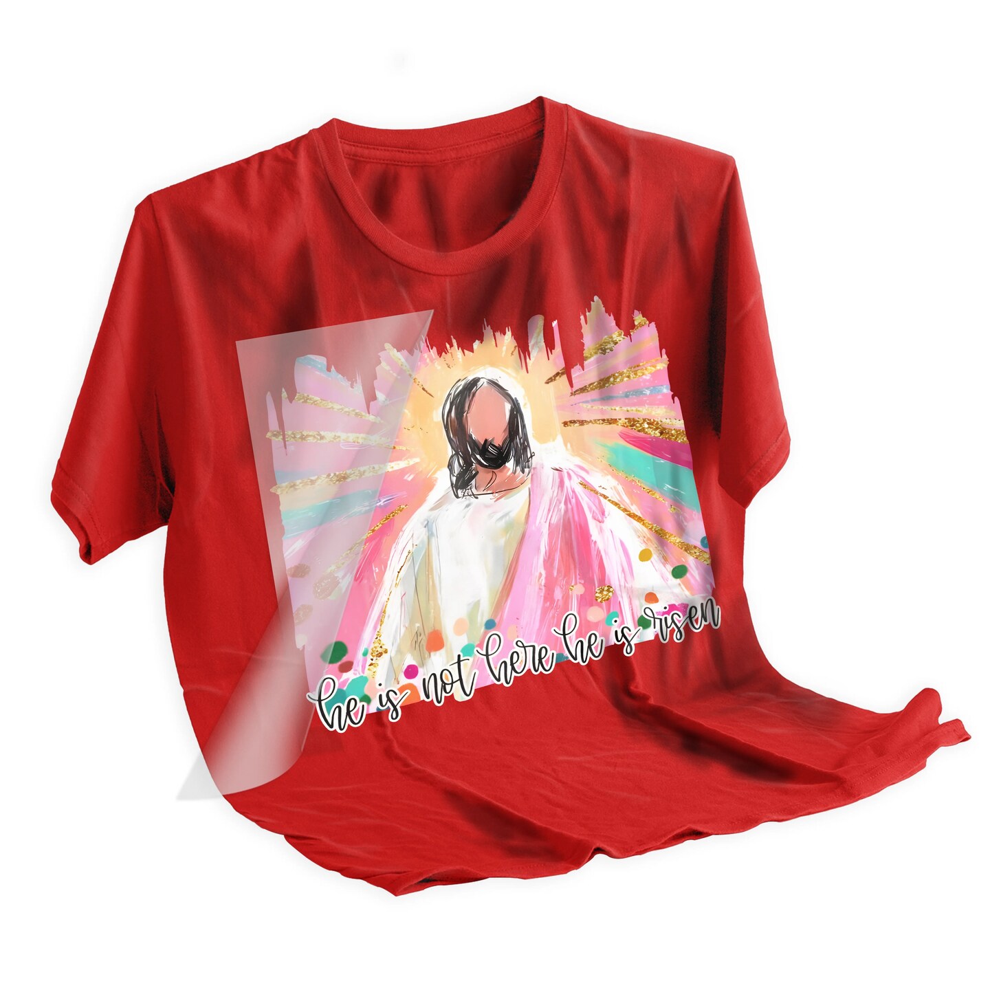 Easter DTF Transfer - He Is Risen Jesus Watercolor Ready To Press