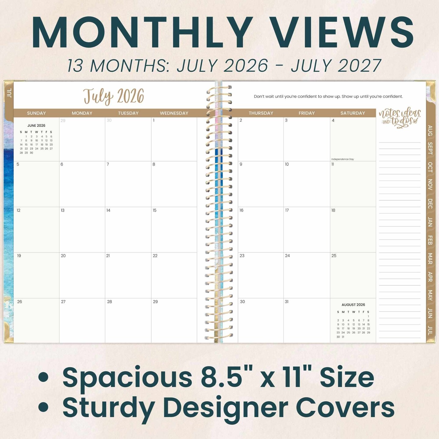 2026–27 Academic Hard Cover Planner, 8.5" x 11" - Coastal Calm