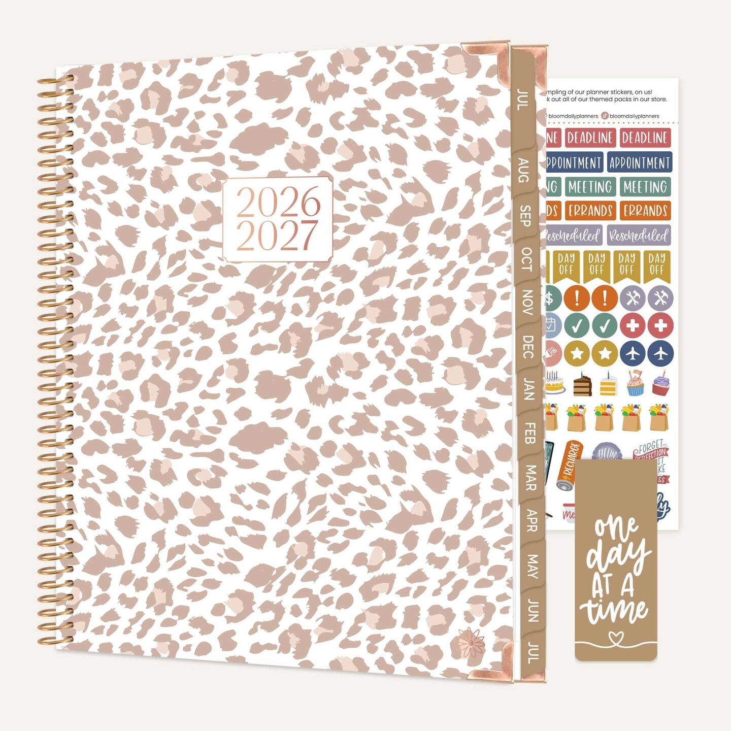 2026–27 Academic Hard Cover Planner, 8.5" x 11" - Tan Leopard