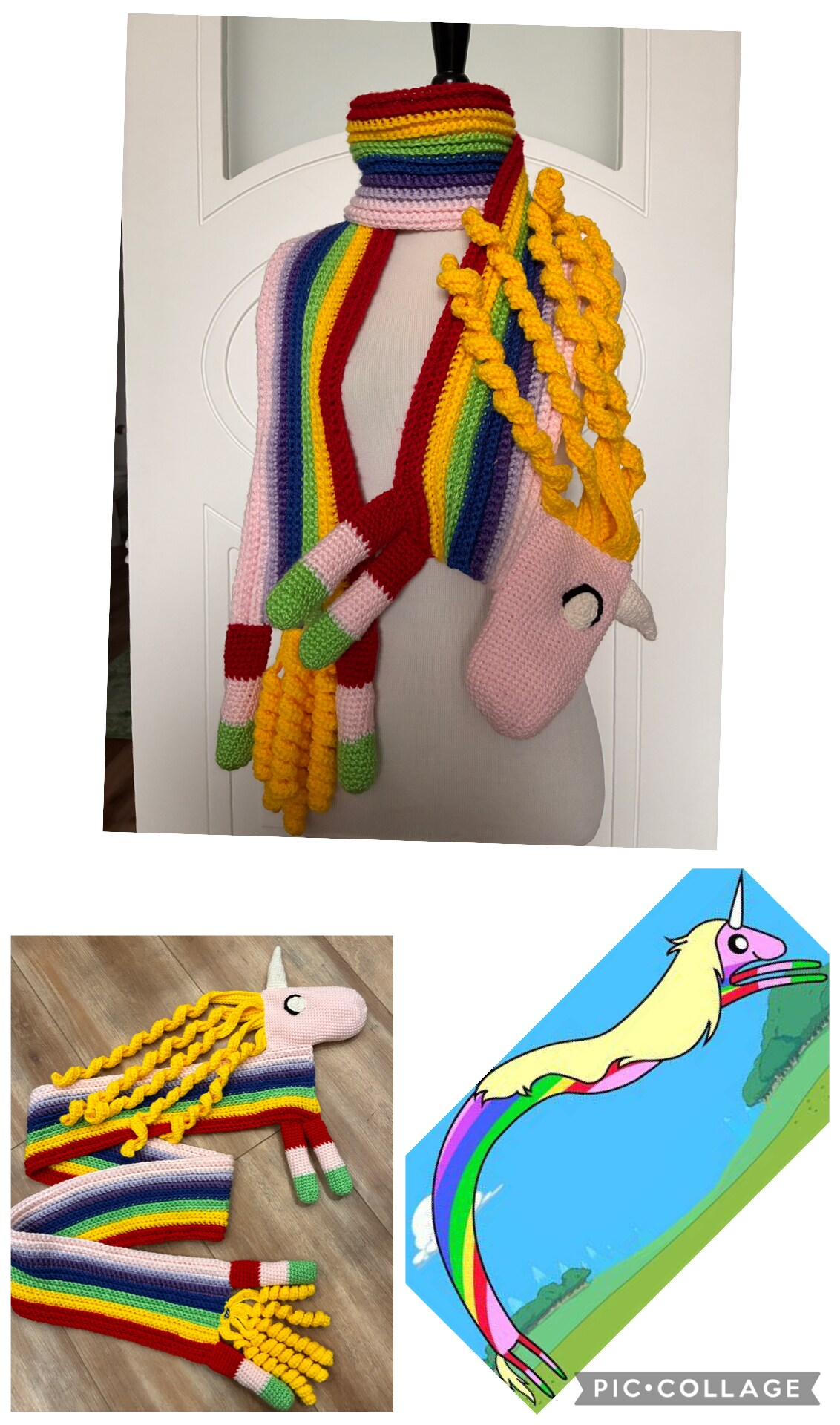 Crochet. Made to Order. Adventure Time Lady Rainicorn Scarf 60