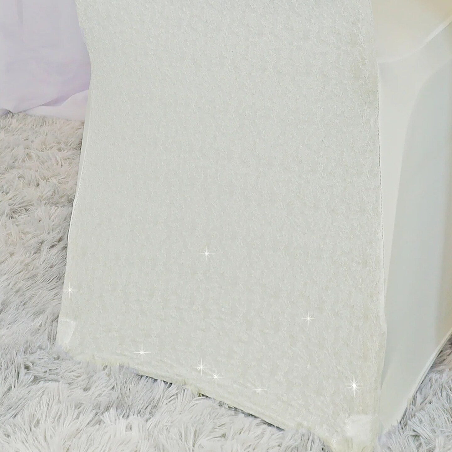 1 Piece Ivory Sequin Spandex Chair Cover Stretch Fit for Banquet Seating