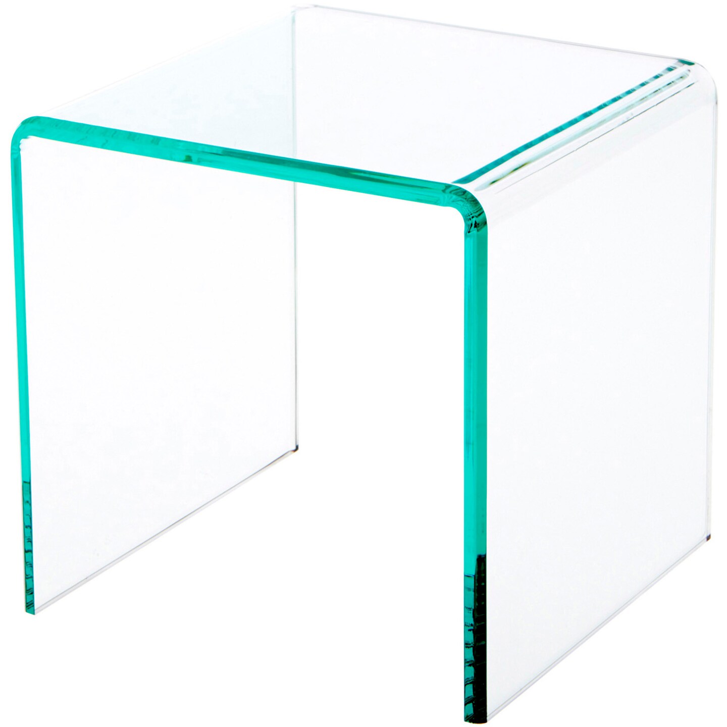 Plymor Clear Acrylic "Green Glass-Look Beveled Edge" Display Riser 6" x 6" x 6" (1/4" thick)