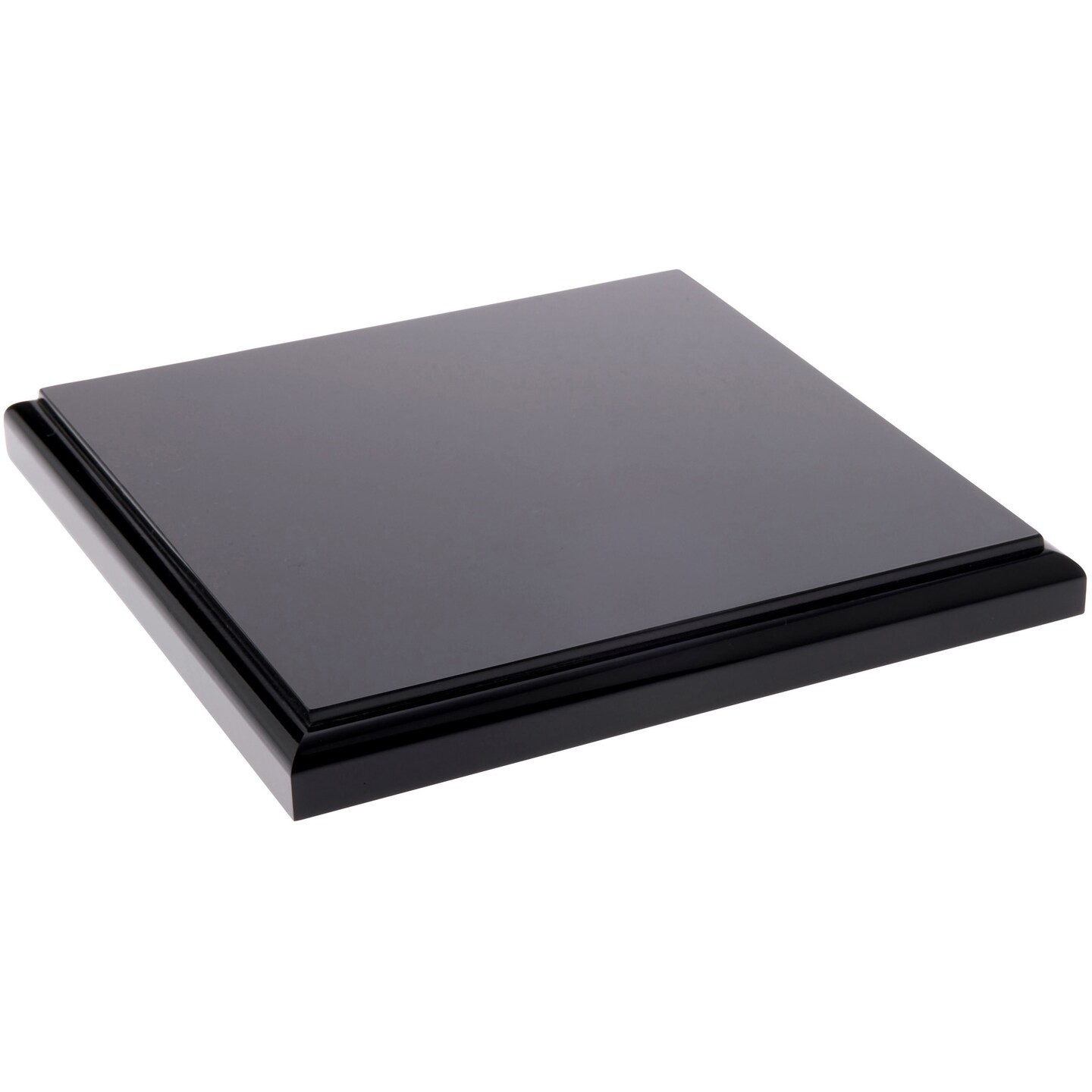 Plymor Black Acrylic Square Display Base with Ogee Edge, 6.5" W x 6.5" D x 0.75" H