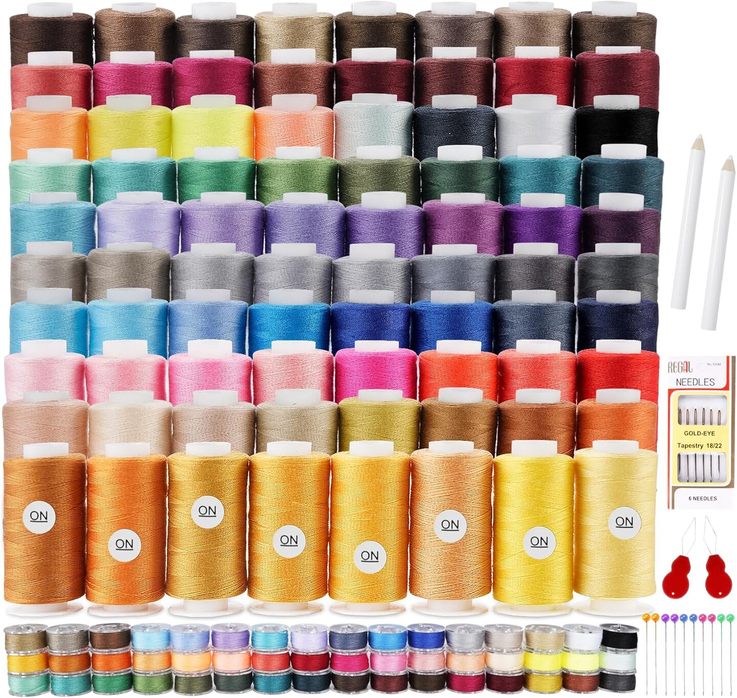 80 Colors Sewing Thread, 164 Pcs Sewing Bobbins, 300 Yards Spools