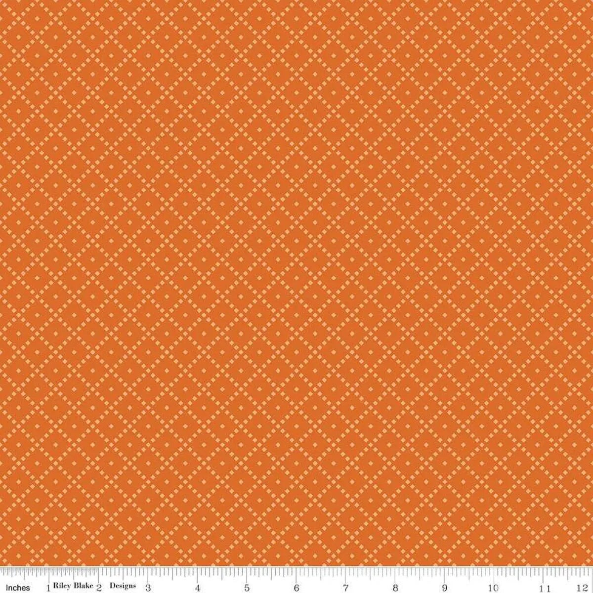 The Awe of Autumn Grid Orange 43&#x22;/44&#x22; Fabric Per Yard