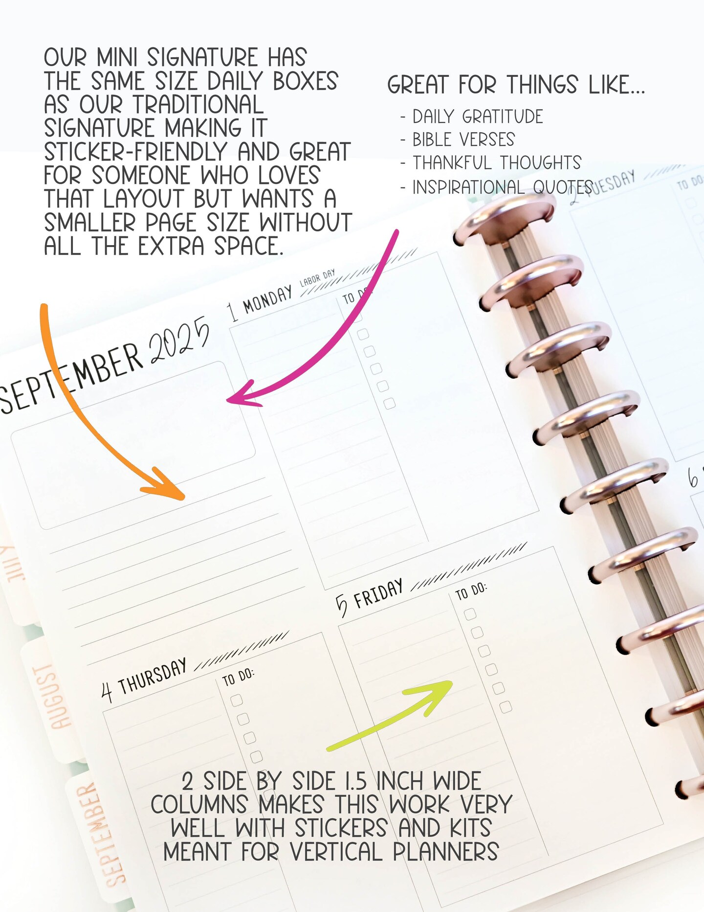 2025 Planner - Mini Signature Layout, Disc Bound - &#x22;Teal Strokes&#x22; (#1102)