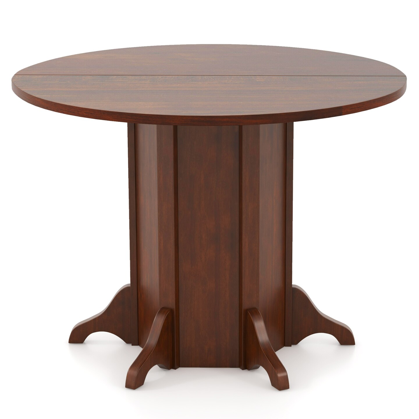 Round Dining Table with Pedestal Base for 4-6 People-Walnut - Walnut